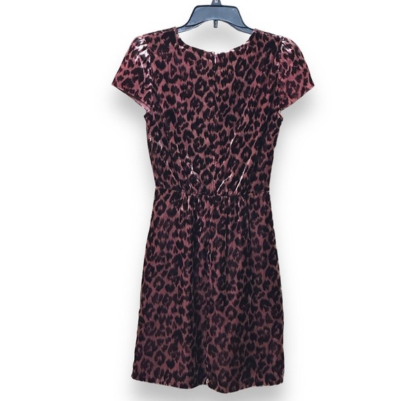 J Crew Velour Faux Wrap Animal Print Short Sleeve Dress Size 00 - Picture 2 of 10